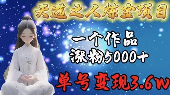 天选之人炼金项目,一个作品涨粉5000+,单号变现3.6w【揭秘】-星火爱财