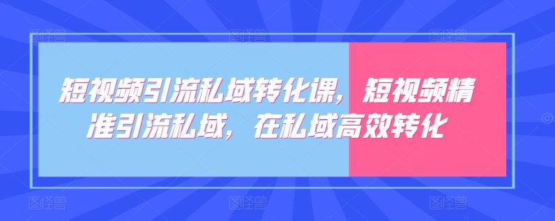 短视频引流私域转化课,短视频精准引流私域,在私域高效转化-星火爱财