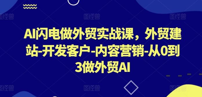 AI闪电做外贸实战课,外贸建站-开发客户-内容营销-从0到3做外贸AI-星火爱财