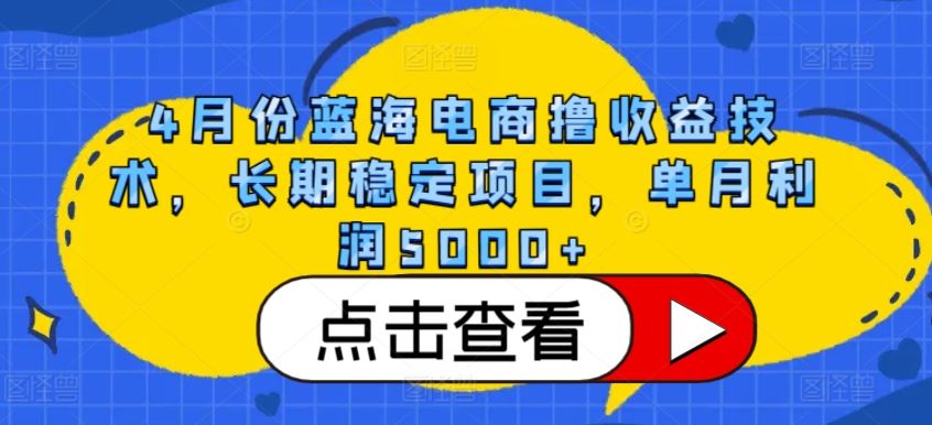 4月份蓝海电商撸收益技术,长期稳定项目,单月利润5000+【揭秘】-星火爱财