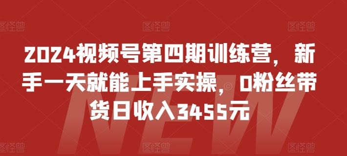 2024视频号第四期训练营,新手一天就能上手实操,0粉丝带货日收入3455元-星火爱财