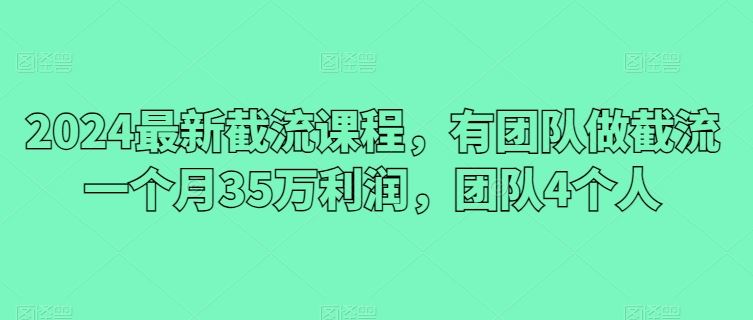 2024最新截流课程,有团队做截流一个月35万利润,团队4个人-星火爱财