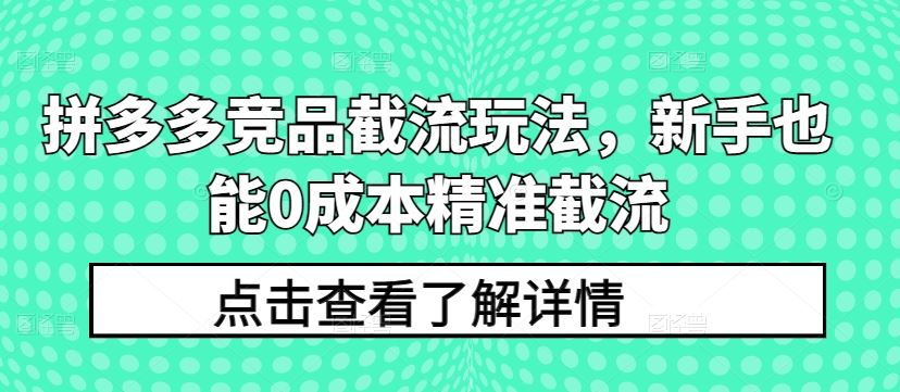 拼多多竞品截流玩法,新手也能0成本精准截流-星火爱财