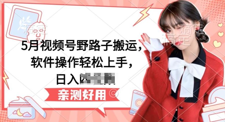 5月视频号野路子搬运,软件操作轻松上手,日入三位数【揭秘】-星火爱财