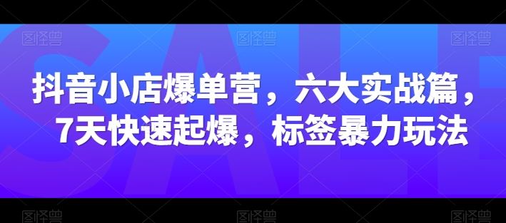 抖音小店爆单营,六大实战篇,7天快速起爆,标签暴力玩法-星火爱财