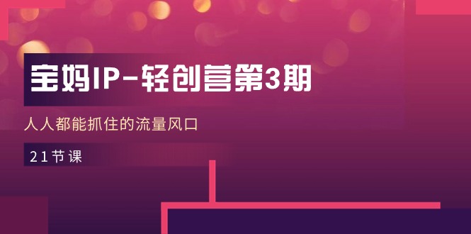 宝妈IP轻创营第3期,人人都能抓住的流量风口(21节课)-星火爱财