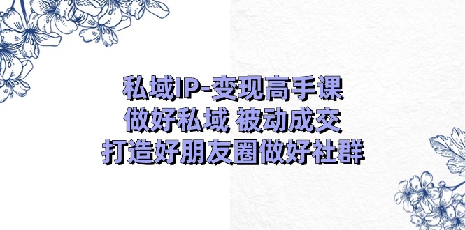 私域IP变现高手课:做好私域被动成交,打造好朋友圈做好社群(18节)-星火爱财