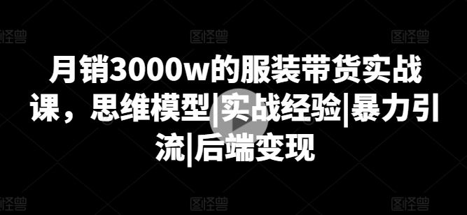 月销3000w的服装带货实战课,思维模型|实战经验|暴力引流|后端变现-星火爱财