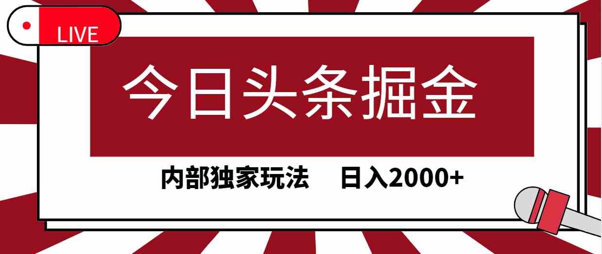(9832期)今日头条掘金,30秒一篇文章,内部独家玩法,日入2000+-星火爱财