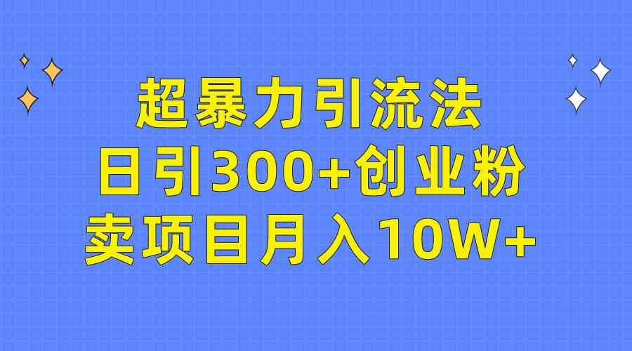 (9954期)超暴力引流法,日引300+创业粉,卖项目月入10W+-星火爱财