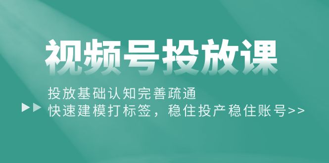 (10205期)视频号投放课:投放基础认知完善疏通,快速建模打标签,稳住投产稳住账号-星火爱财