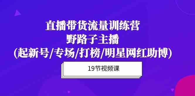 (10016期)直播带货流量特训营,野路子主播(起新号/专场/打榜/明星网红助博)19节课-星火爱财