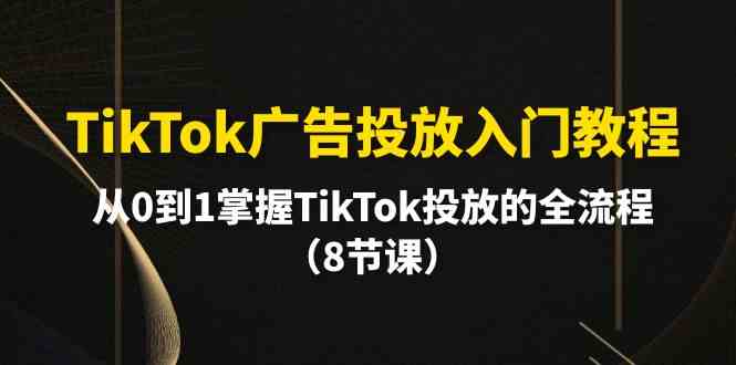 (10085期)TikTok广告投放入门教程,从0到1掌握TikTok投放的全流程(8节课)-星火爱财