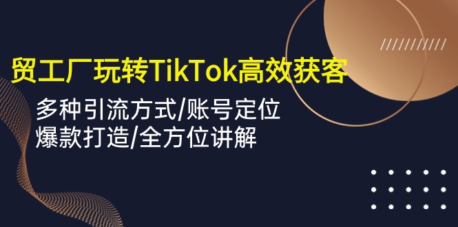 (10302期)外贸工厂玩转TikTok高效获客,多种引流方式/账号定位/爆款打造/全方位讲解-星火爱财