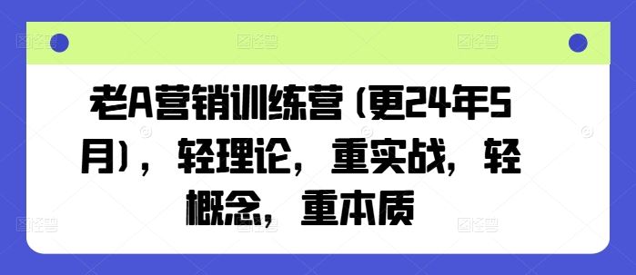 老A营销训练营(更24年6月),轻理论,重实战,轻概念,重本质-星火爱财