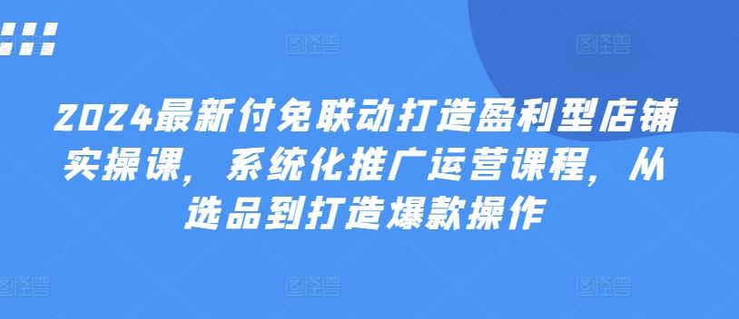 2024最新付免联动打造盈利型店铺实操课,系统化推广运营课程,从选品到打造爆款操作-星火爱财