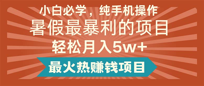 (11583期)小白必学,纯手机操作,暑假最暴利的项目轻松月入5w+最火热赚钱项目-星火爱财