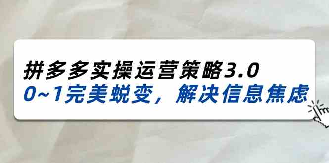 2024-2025拼多多实操运营策略3.0,0~1完美蜕变,解决信息焦虑(38节)-星火爱财