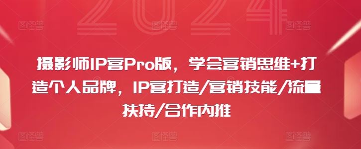 摄影师IP营Pro版,学会营销思维+打造个人品牌,IP营打造/营销技能/流量扶持/合作内推-星火爱财
