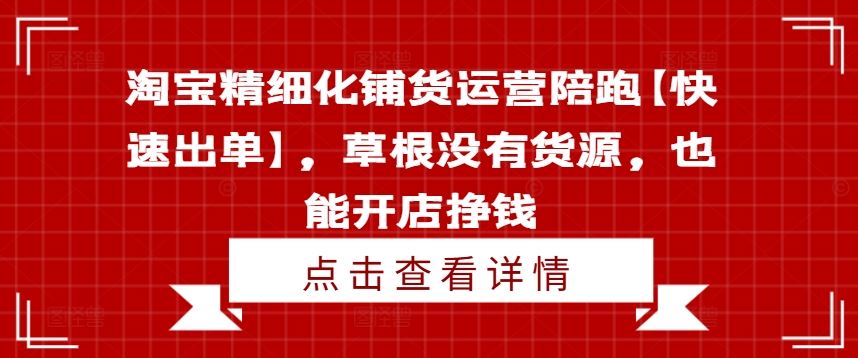 淘宝精细化铺货运营陪跑【快速出单】,草根没有货源,也能开店挣钱-星火爱财