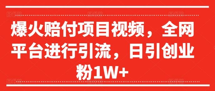 爆火赔付项目视频,全网平台进行引流,日引创业粉1W+【揭秘】-星火爱财
