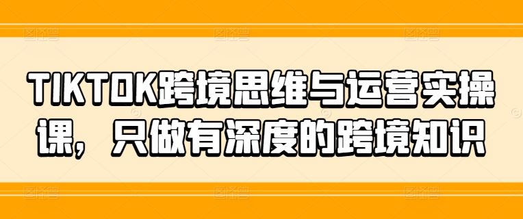 TIKTOK跨境思维与运营实操课,只做有深度的跨境知识-星火爱财
