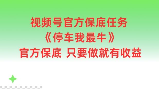 视频号官方保底任务,停车我最牛,官方保底只要做就有收益【揭秘】-星火爱财