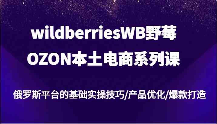 wildberriesWB野莓/OZON本土电商系列课,俄罗斯平台的基础实操技巧/产品优化/爆款打造-星火爱财