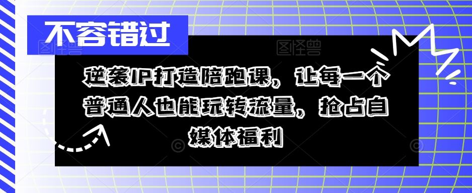 逆袭IP打造陪跑课,让每一个普通人也能玩转流量,抢占自媒体福利-星火爱财