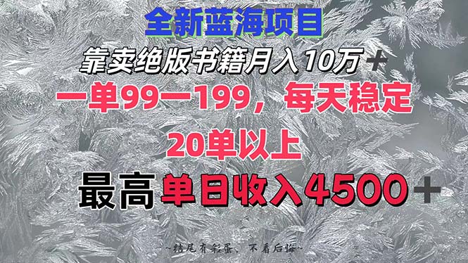 (12512期)靠卖绝版书籍月入10W+,一单99-199,一天平均20单以上,最高收益日入4500+-星火爱财