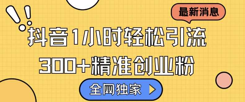 全网独家抖音引流,轻松日引300+精准创业粉【揭秘】-星火爱财