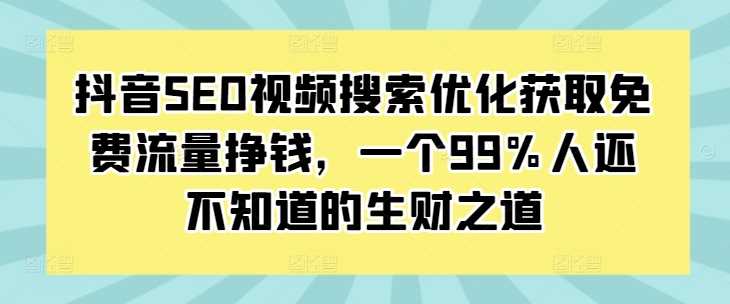 抖音SEO视频搜索优化获取免费流量挣钱,一个99%人还不知道的生财之道-星火爱财