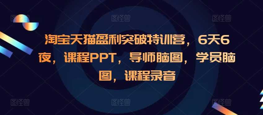 淘宝天猫盈利突破特训营,6天6夜,课程PPT,导师脑图,学员脑图,课程录音-星火爱财