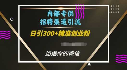 内部招聘渠道日引流300+创业粉,加爆你的微信【揭秘】-星火爱财