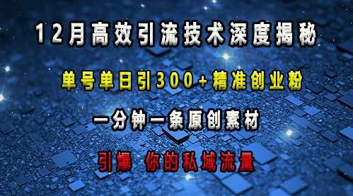 最新高效引流技术深度揭秘 ,单号单日引300+精准创业粉,一分钟一条原创素材,引爆你的私域流量-星火爱财