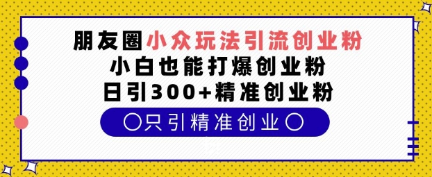 朋友圈小众玩法引流创业粉,小白也能打爆创业粉,日引300+精准创业粉【揭秘】-星火爱财