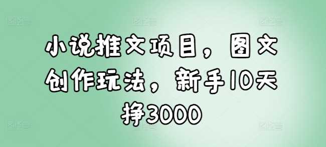 小说推文项目,图文创作玩法,新手10天挣3000-星火爱财