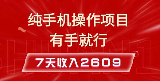 纯手机操作的小项目,有手就能做,7天收入2609+实操教程【揭秘】-星火爱财