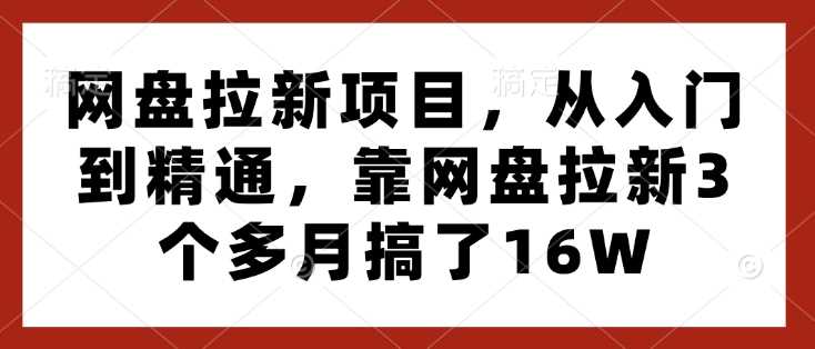 网盘拉新项目,从入门到精通,靠网盘拉新3个多月搞了16W-星火爱财