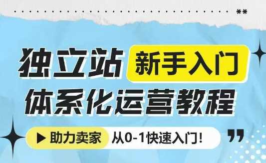 独立站新手入门体系化运营教程,助力独立站卖家从0-1快速入门!-星火爱财
