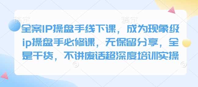 全案IP操盘手线下课,成为现象级ip操盘手必修课,无保留分享,全是干货,不讲废话超深度培训实操-星火爱财