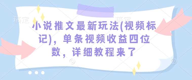 小说推文最新玩法(视频标记),单条视频收益四位数,详细教程来了-星火爱财