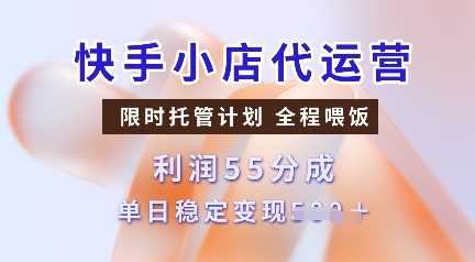 快手小店代运营,限时托管计划,收益55分,单日稳定变现多张【揭秘】-星火爱财