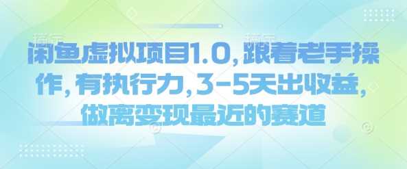 闲鱼虚拟项目1.0,跟着老手操作,有执行力,3-5天出收益,做离变现最近的赛道-星火爱财