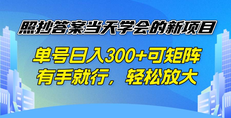 (14246期)照抄答案当天学会的新项目,单号日入300 +可矩阵,有手就行,轻松放大-星火爱财