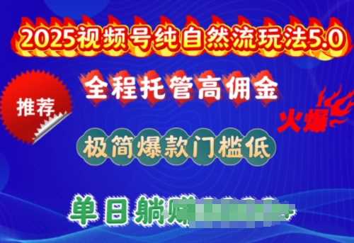 2025视频号纯自然流玩法5.0,全程托管高佣金,极简爆款门槛低,单日收益多张【揭秘】-星火爱财