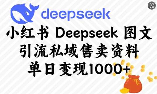 小红书Deepseek图文引流私域售卖资料,单日变现多张-星火爱财
