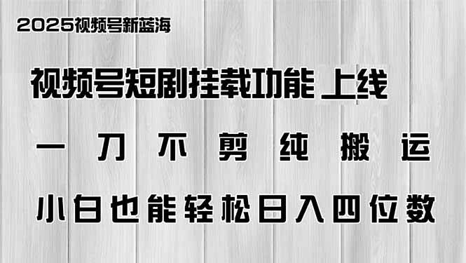 (14310期)视频号短剧挂载功能上线,一刀不剪纯搬运,小白也能轻松日入四位数-星火爱财