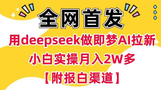 用deepseek做即梦Ai拉新 小白实操月入过W+【附报白渠道】-星火爱财
