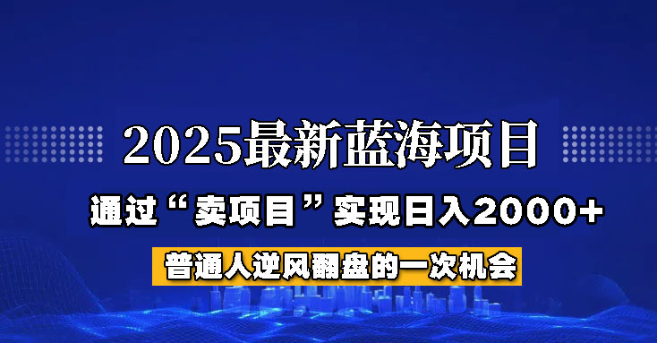 2025年蓝海项目,如何通过“网创项目”日入2000+-星火爱财